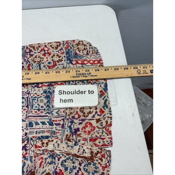 Lauren Ralph Lauren lightweight Western aztec Button Down roll‎ tab size 1X - Picture 14 of 16